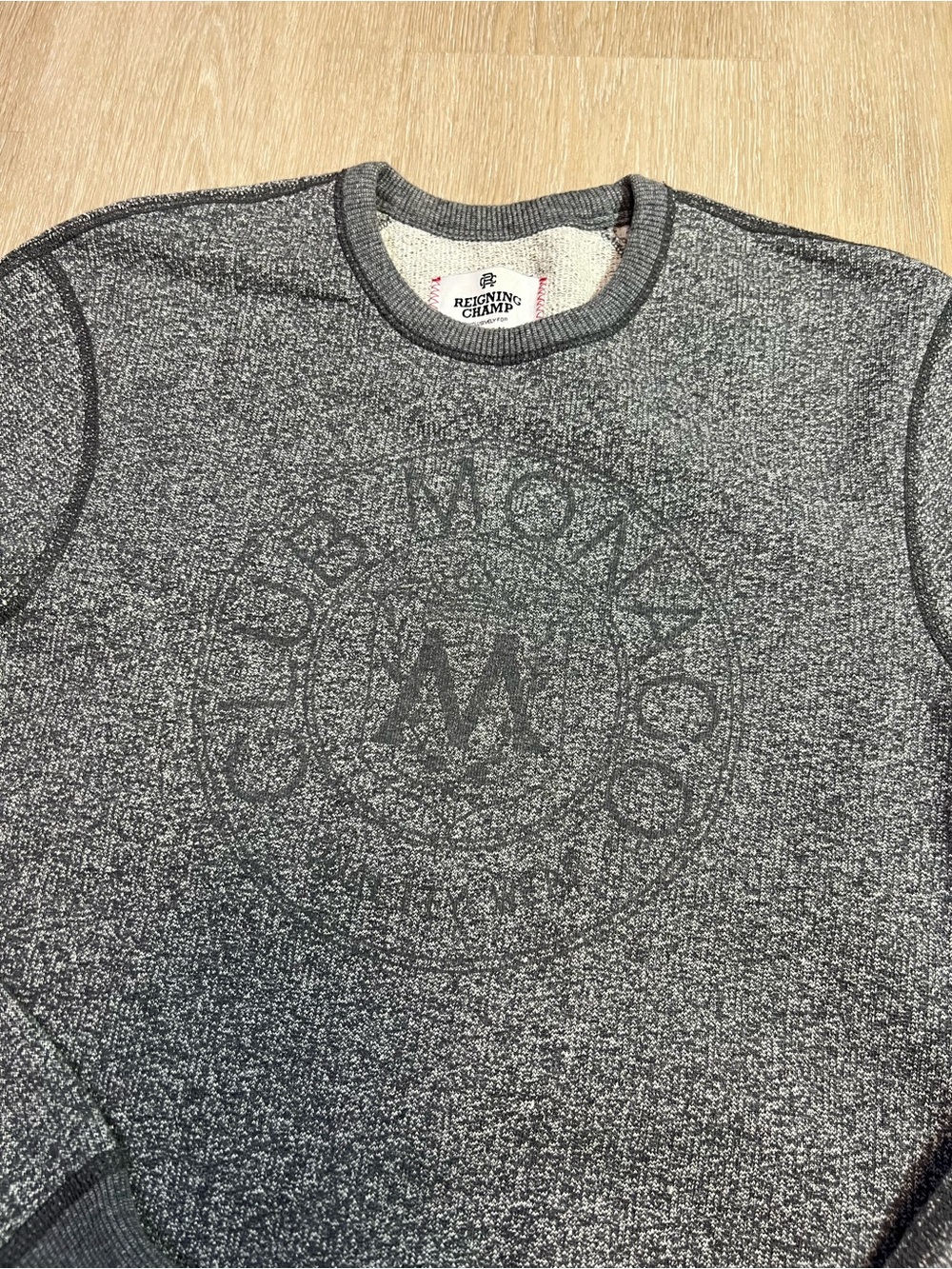 Club Monaco Reigning Champ Men's Heather Charcoal Crewneck Sweatshirt - Picture 2 of 10